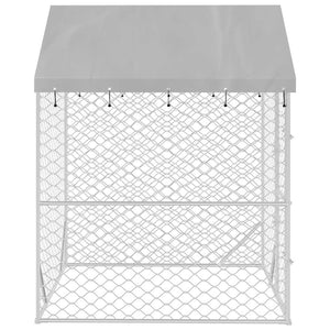 Hundgård med tak silver 2x2x2,5 m galvaniserat stål