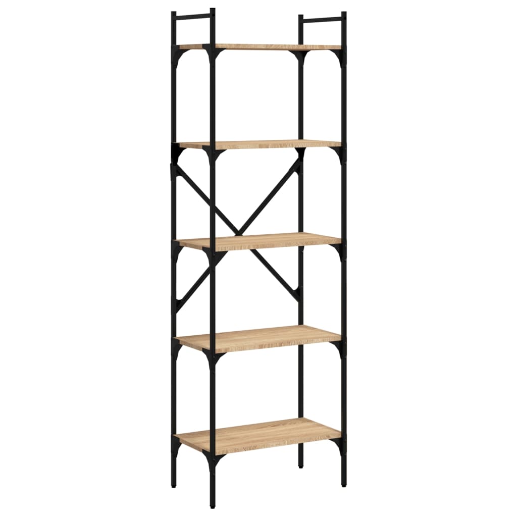 Bokhylla 5 hyllplan sonoma-ek 56x31,5x174 cm konstruerat trä