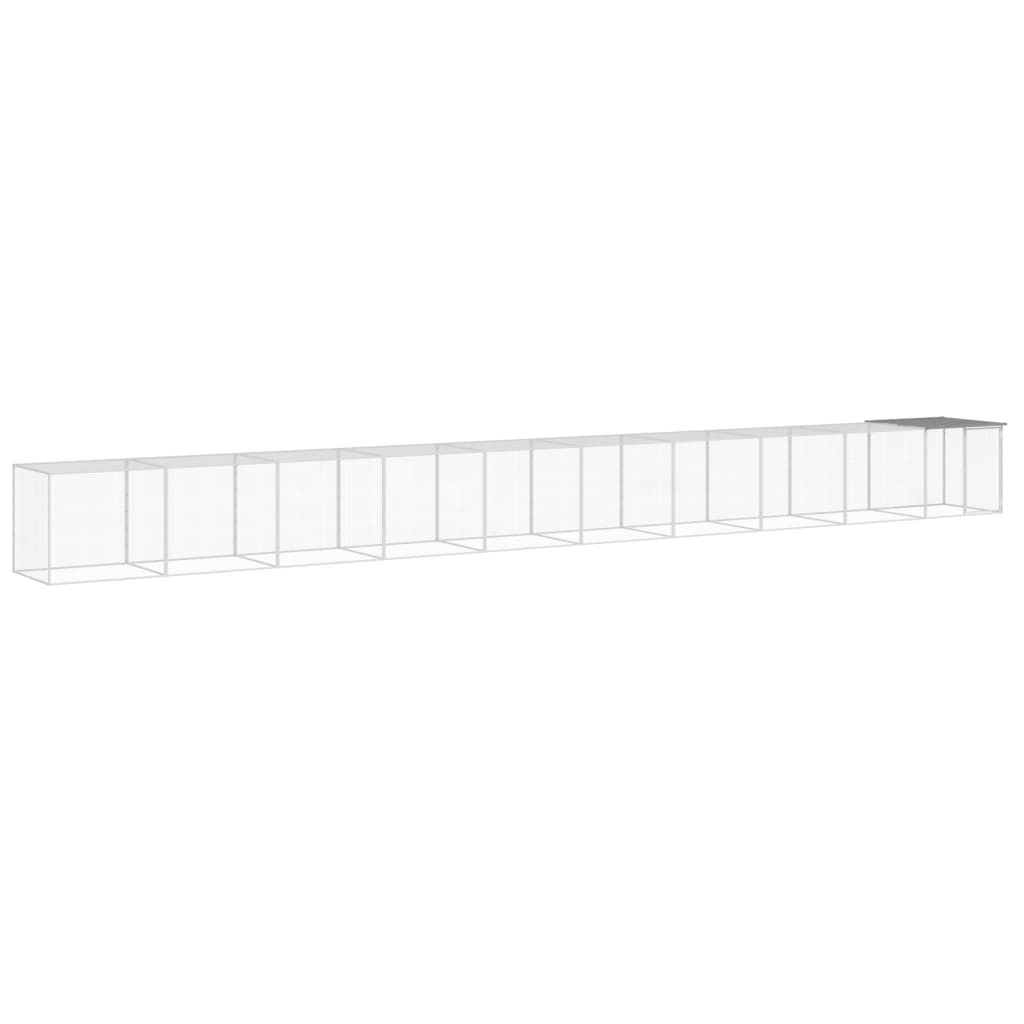 Hönsbur med tak ljusgrå 1003x98x90 cm galvaniserat stål