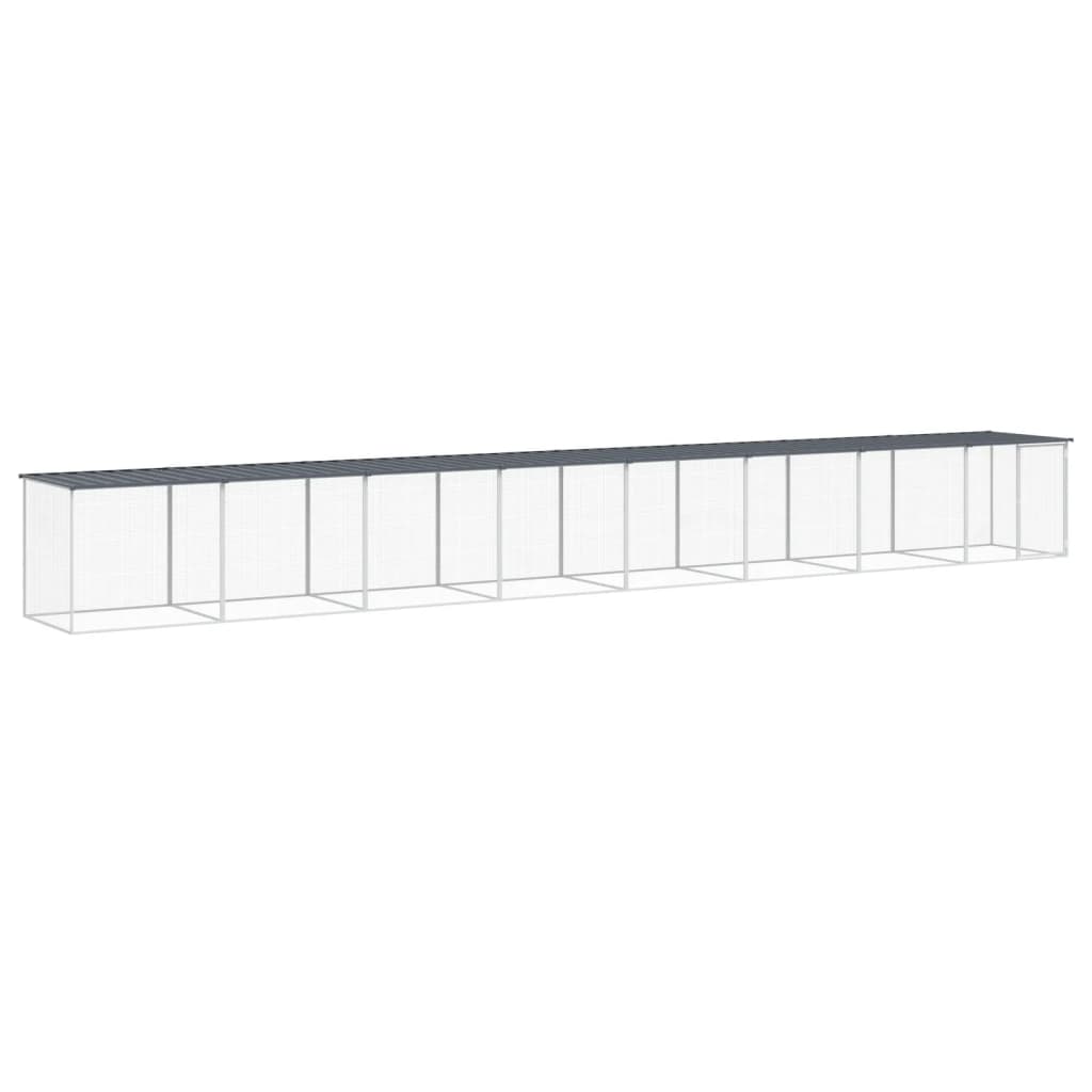 Hönsbur med tak antracit 803x98x90 cm galvaniserat stål