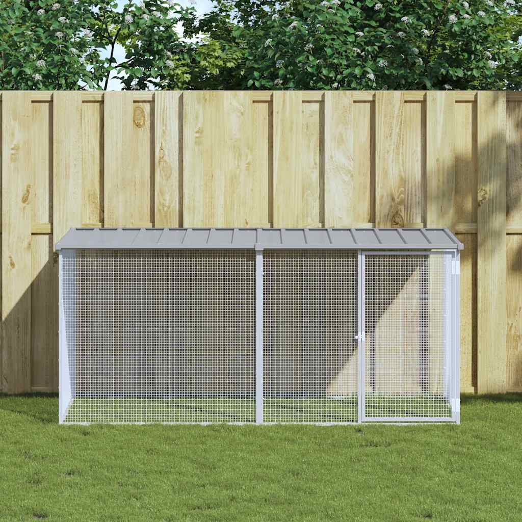 Hönsbur med tak ljusgrå 203x98x90 cm galvaniserat stål