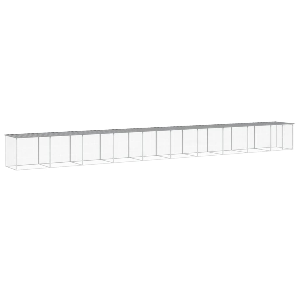 Hönsbur med tak ljusgrå 1003x98x90 cm galvaniserat stål
