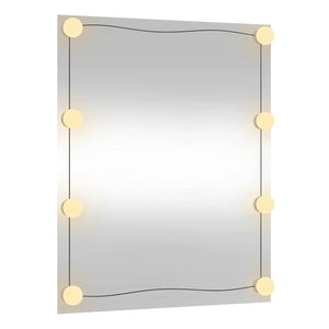Väggspegel med LED-belysning 50x60 cm glas rektangulär