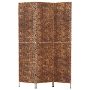 Rumsavdelare 3 paneler brun 122x180 cm vattenhyacint