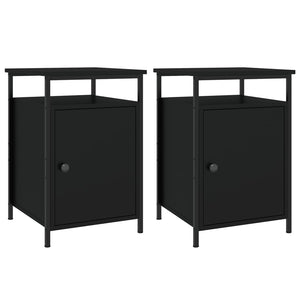 Sängbord 2 st svart 40x42x60 cm konstruerat trä