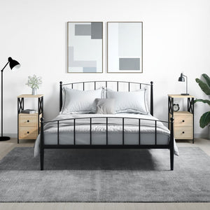 Sängbord 2 st sonoma-ek 34x35,5x70 cm konstruerat trä