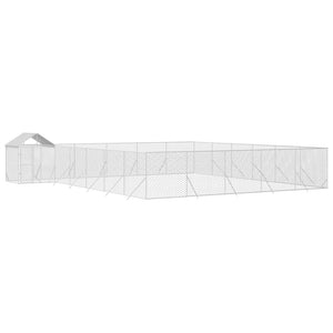 Hundgård med tak silver 12x12x2,5 m galvaniserat stål