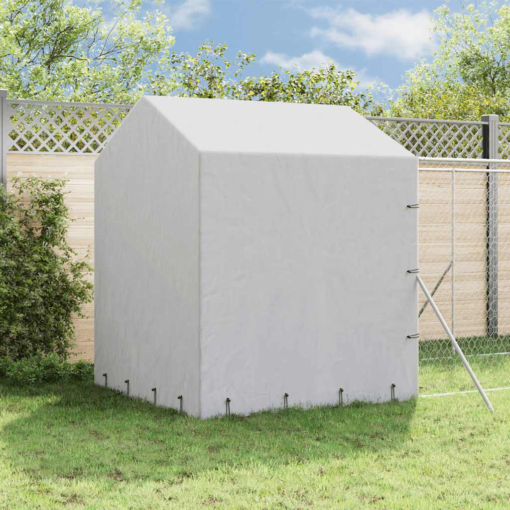 Hundgård med tak silver 2x14x2,5 m galvaniserat stål