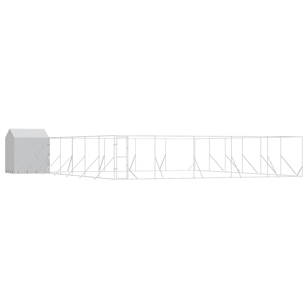 Hundgård med tak silver 12x12x2,5 m galvaniserat stål