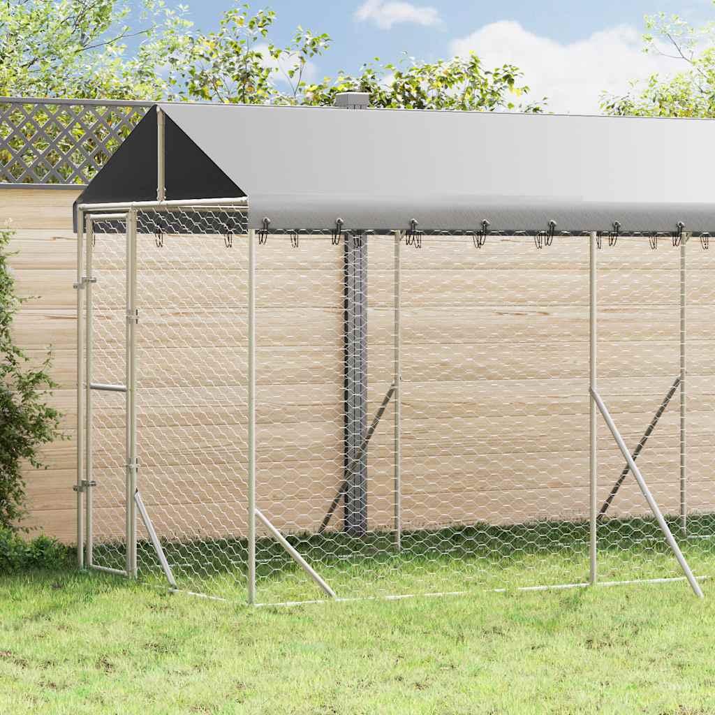 Hundgård med tak silver 2x6x2,5 m galvaniserat stål