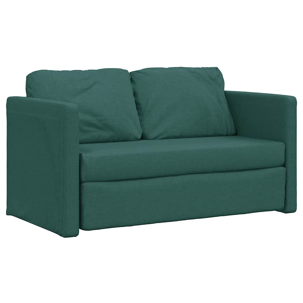 Golvbäddsoffa 2-i-1 mörkgrön 112x174x55 cm tyg