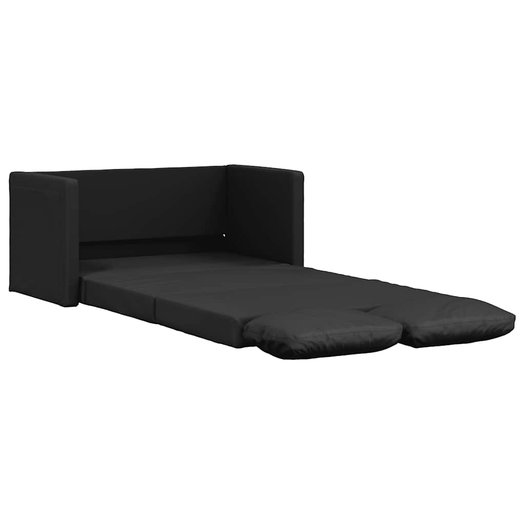 Golvbäddsoffa 2-i-1 svart 112x174x55 cm konstläder