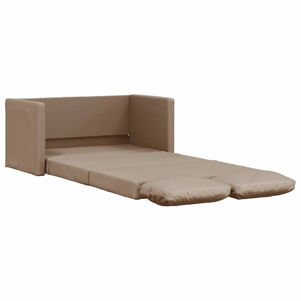 Golvbäddsoffa 2-i-1 cappuccino 112x174x55 cm konstläder