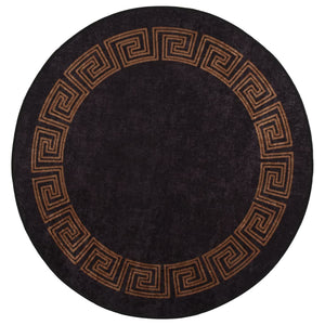 Matta tvättbar svart och guld Ø200 cm halkfri