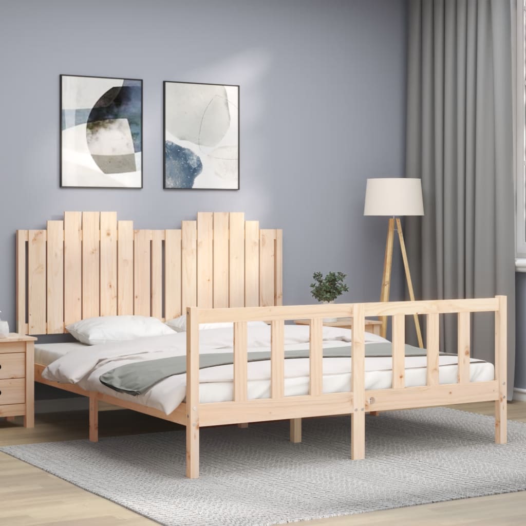 Sängram utan madrass 160x200 cm massiv furu