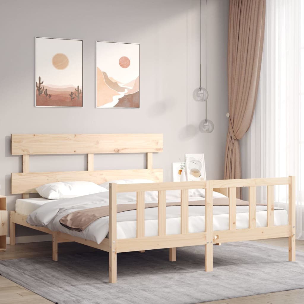 Sängram utan madrass 160x200 cm massiv furu