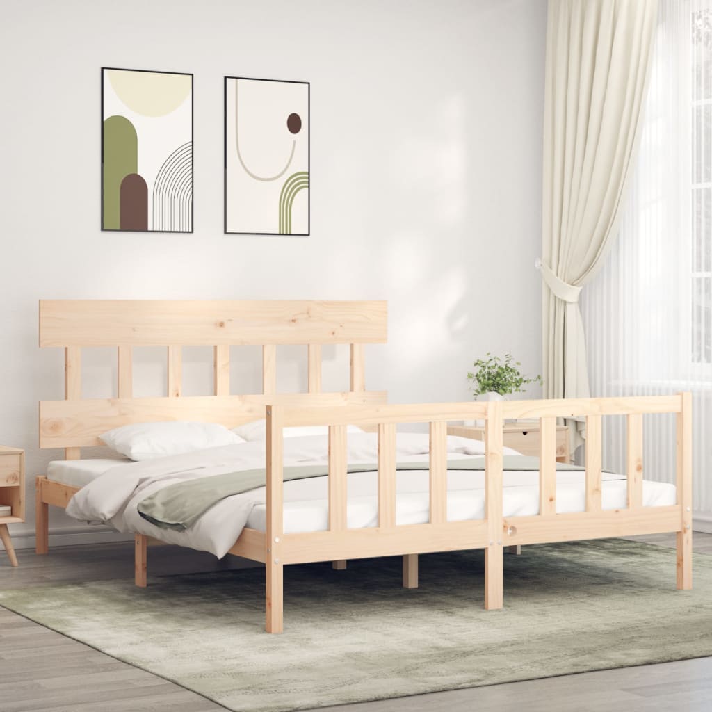 Sängram utan madrass 160x200 cm massiv furu