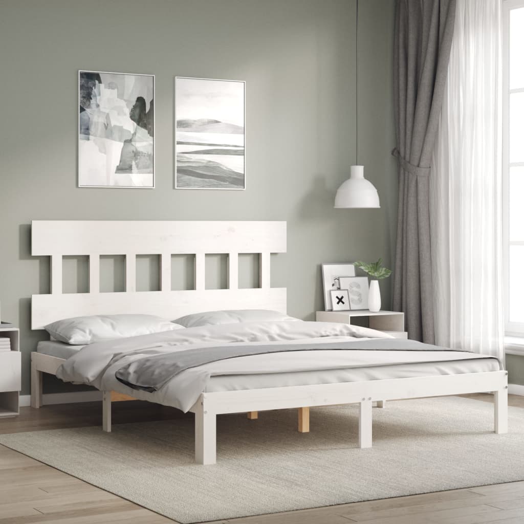 Sängram utan madrass vit 160x200 cm massiv furu