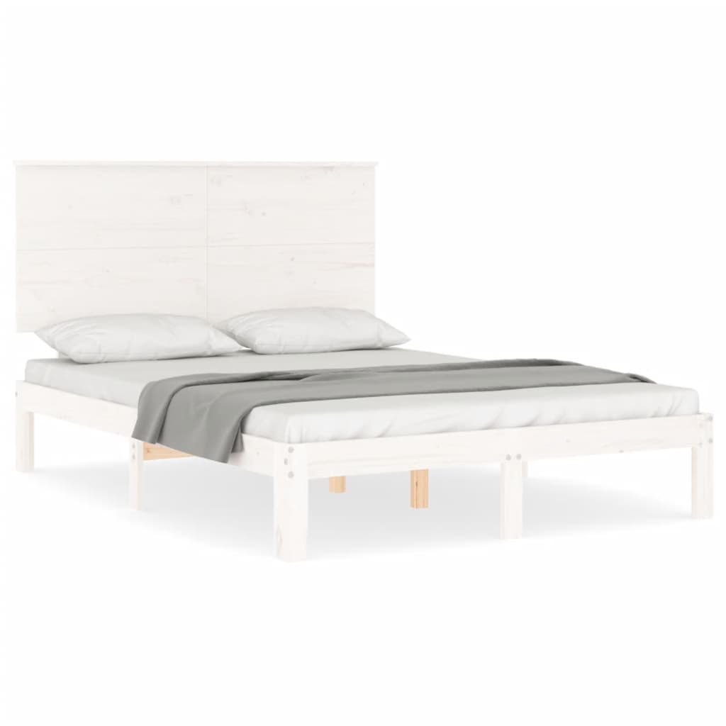 Sängram utan madrass vit 120x200 cm massiv furu