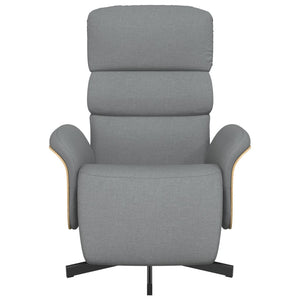 Reclinerfåtölj med fotstöd ljusgrå tyg