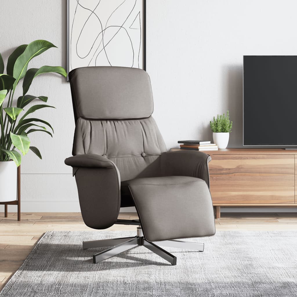 Reclinerfåtölj med fotstöd taupe tyg