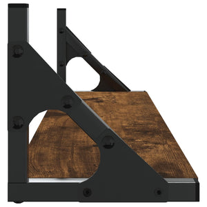 Vägghyllor 2 st rökfärgad ek 60x15x15,5 cm