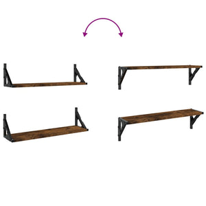 Vägghyllor 2 st rökfärgad ek 60x15x15,5 cm