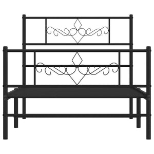 Sängram med huvudgavel och fotgavel svart metall 100x200 cm