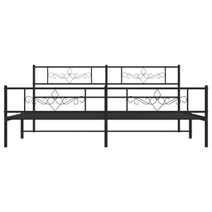 Sängram med huvudgavel och fotgavel svart metall 183x213 cm