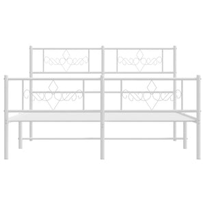 Sängram med huvudgavel och fotgavel vit metall 135x190 cm