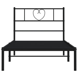 Sängram med huvudgavel metall svart 90x200 cm