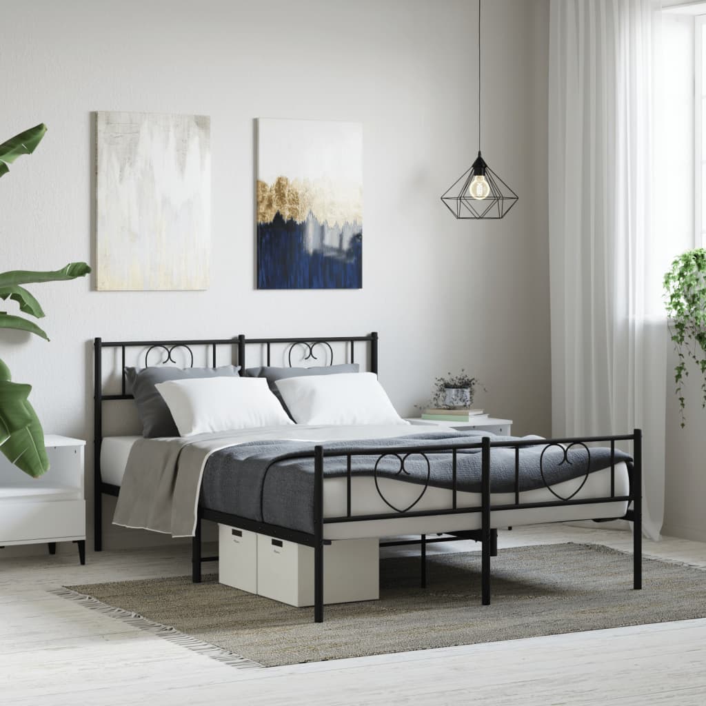 Sängram utan madrass med fotgavel metall svart 160x200 cm