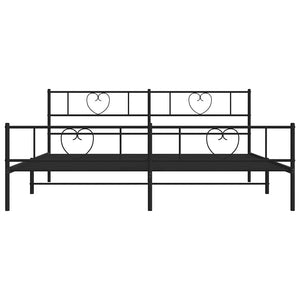 Sängram med huvudgavel och fotgavel svart metall 183x213 cm