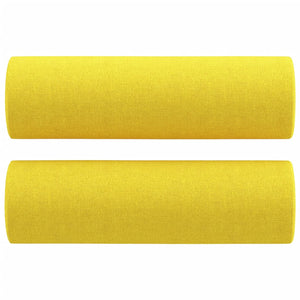 3-sitssoffa med prydnadskuddar ljusgul 180 cm tyg