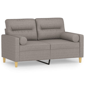 2-sits soffa med prydnadskuddar taupe 120 cm tyg