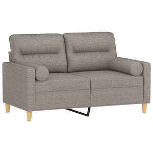 2-sits soffa med prydnadskuddar taupe 120 cm tyg