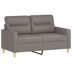 2-sits soffa med prydnadskuddar taupe 120 cm tyg