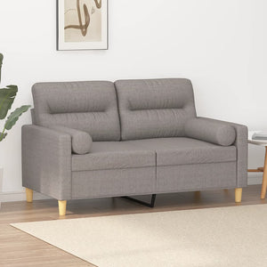 2-sits soffa med prydnadskuddar taupe 120 cm tyg