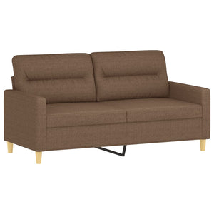 2-sits soffa med prydnadskuddar brun 140 cm tyg