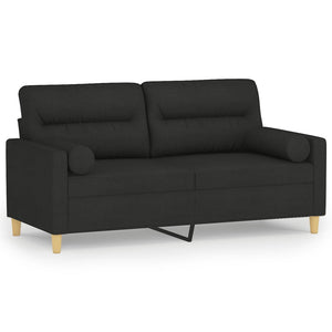 2-sits soffa med prydnadskuddar svart 140 cm tyg