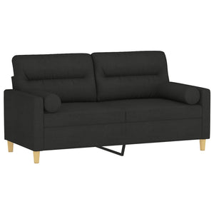 2-sits soffa med prydnadskuddar svart 140 cm tyg