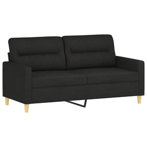 2-sits soffa med prydnadskuddar svart 140 cm tyg