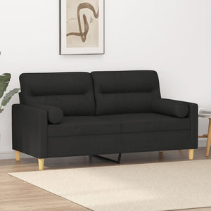 2-sits soffa med prydnadskuddar svart 140 cm tyg