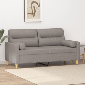 2-sits soffa med prydnadskuddar taupe 140 cm tyg