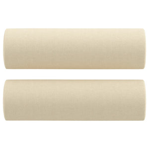 3-sitssoffa med prydnadskuddar gräddvit 180 cm tyg