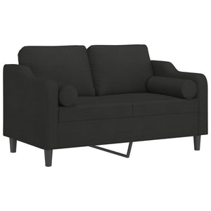 2-sits soffa med prydnadskuddar svart 120 cm tyg