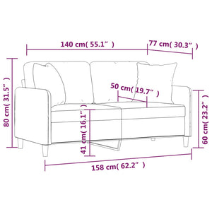 2-sits soffa med prydnadskuddar taupe 140 cm tyg