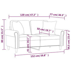 2-sits soffa med prydnadskuddar gräddvit 120 cm konstläder