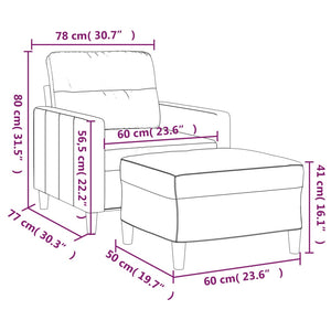 Fåtölj med fotpall Ljusgul 60 cm tyg