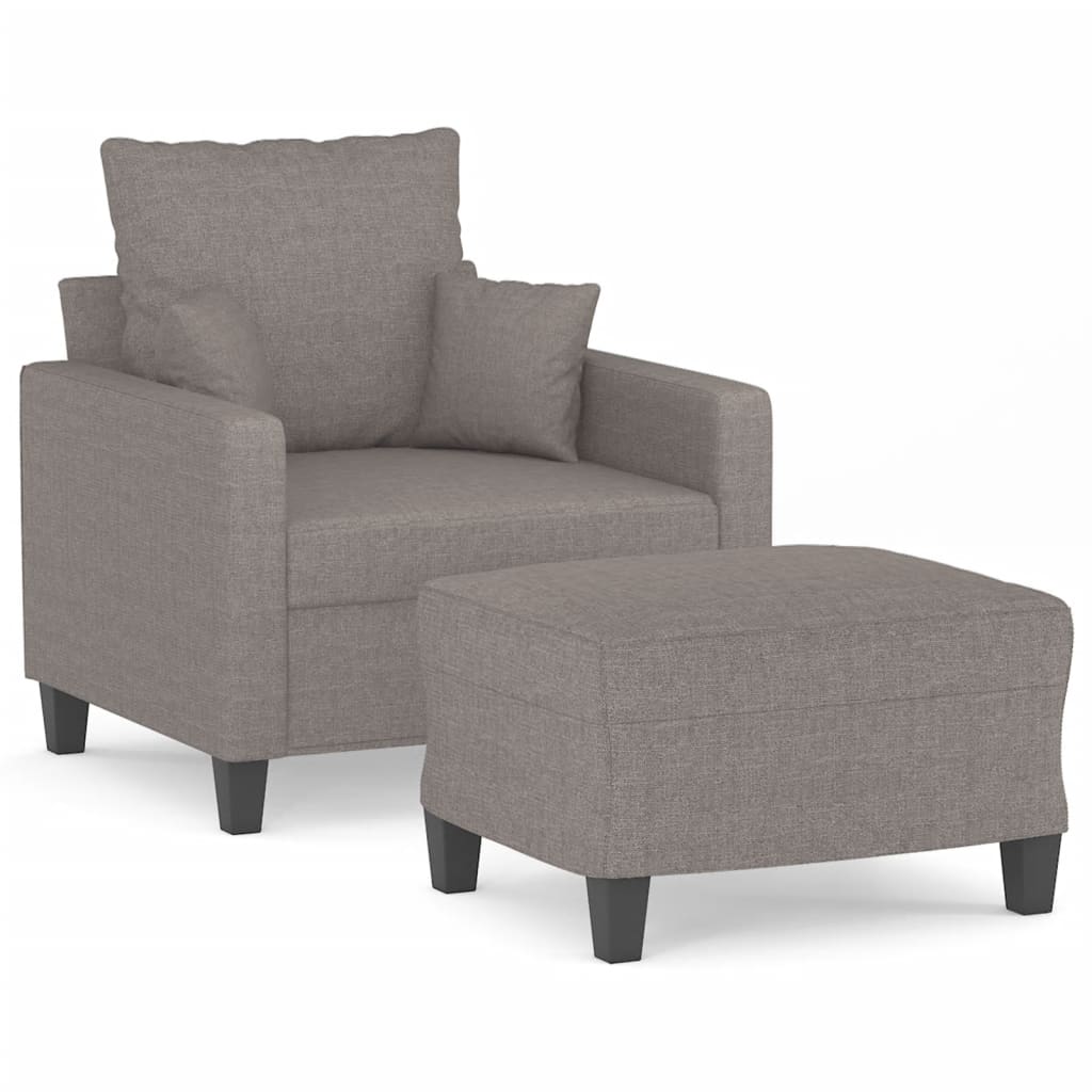 Fåtölj med fotpall Taupe 60 cm tyg